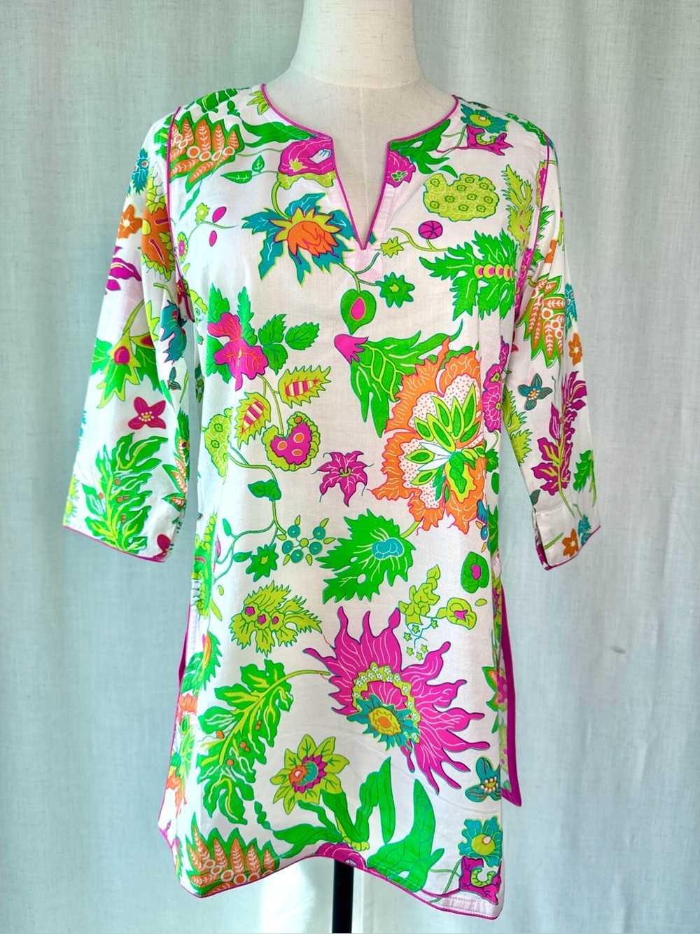 Gretchen Scott Pop Tunic Wonderland Brights Floral Cotton Tunic Cover Up XS NWT